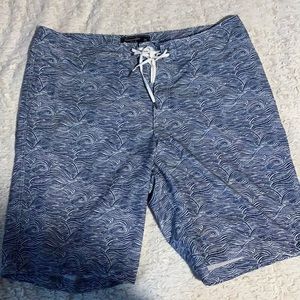 Abercrombie & Fitch blue and white swim trunks